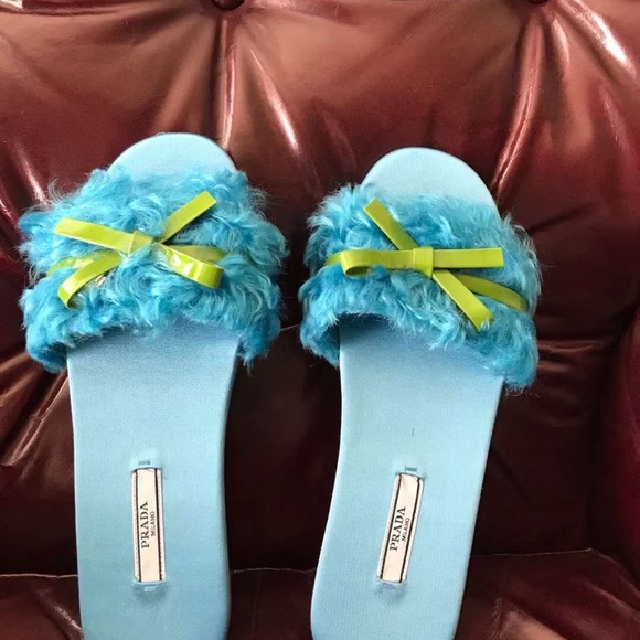 Prada Curly Slipper Blue, EU Size 37, Satin Insole - Picture 3 of 6
